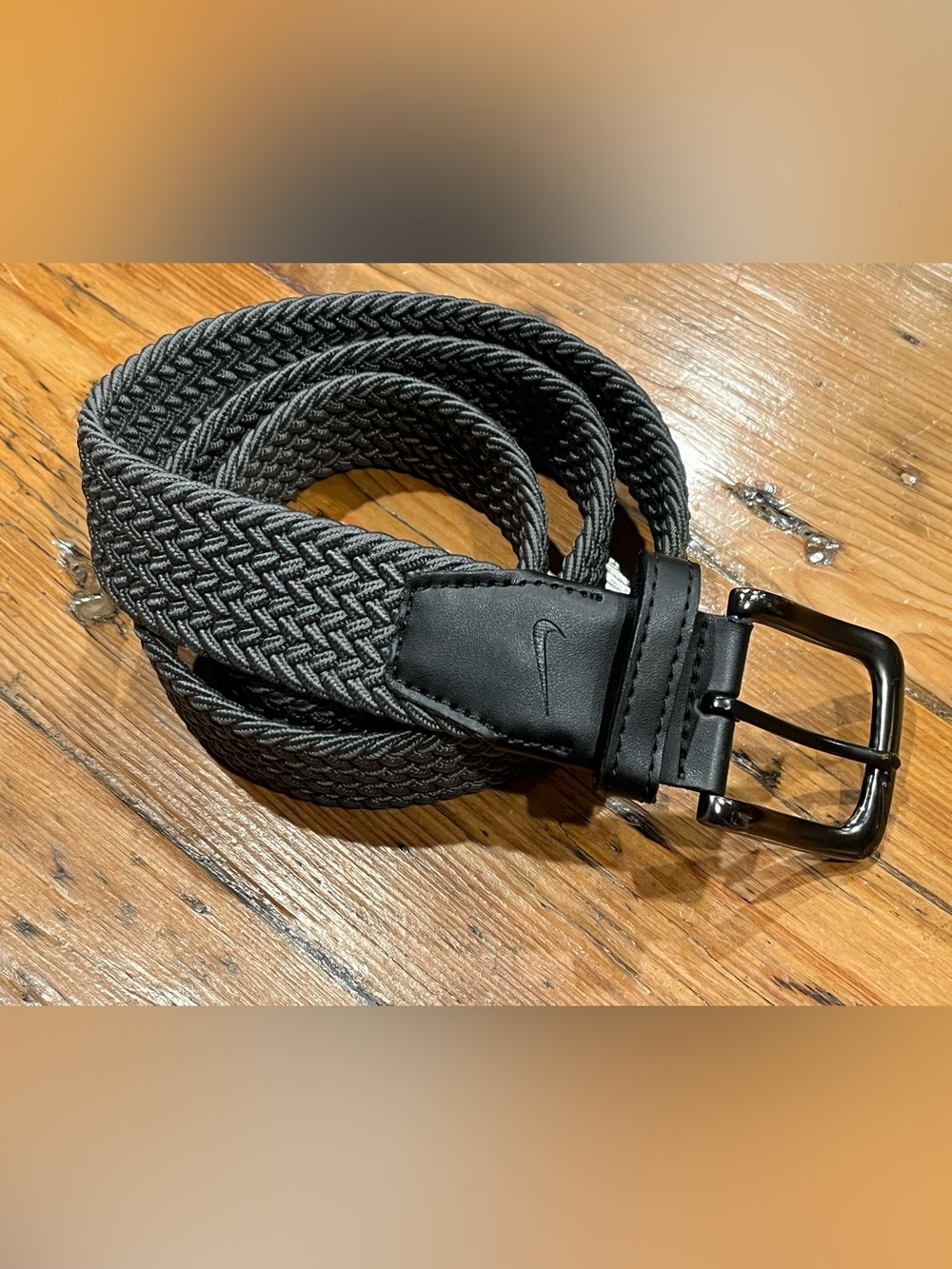 Nike Men's Stretch Woven Golf Belt • Charcoal Grey with Black Trim • Large • EUC